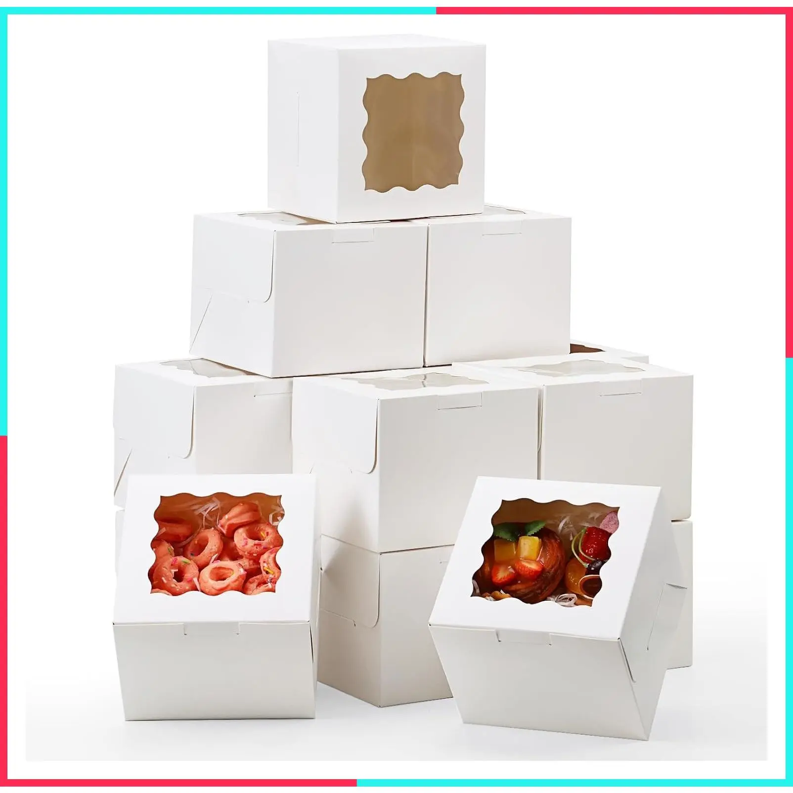 15 Pack 6x6x5 Inch Cake Boxes Bakery Carriers, Small Bento Cake Containers