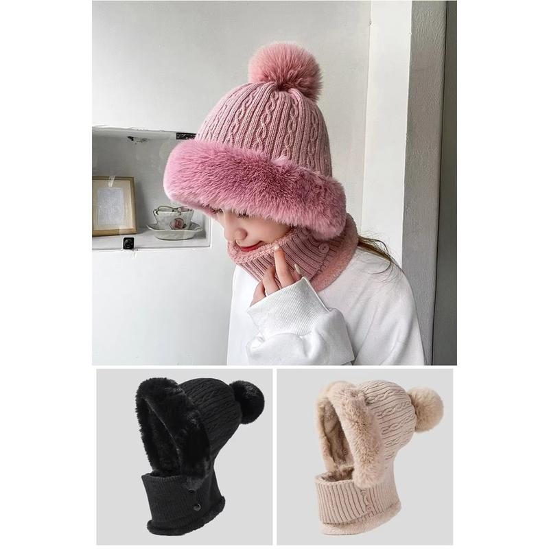 Women's Winter Knitted Balaclava, Warm Full Face Coverage Beanie with Ear Flaps and Neck Gaiter, Stylish Ski Mask for Cold Weather Outdoor Activities