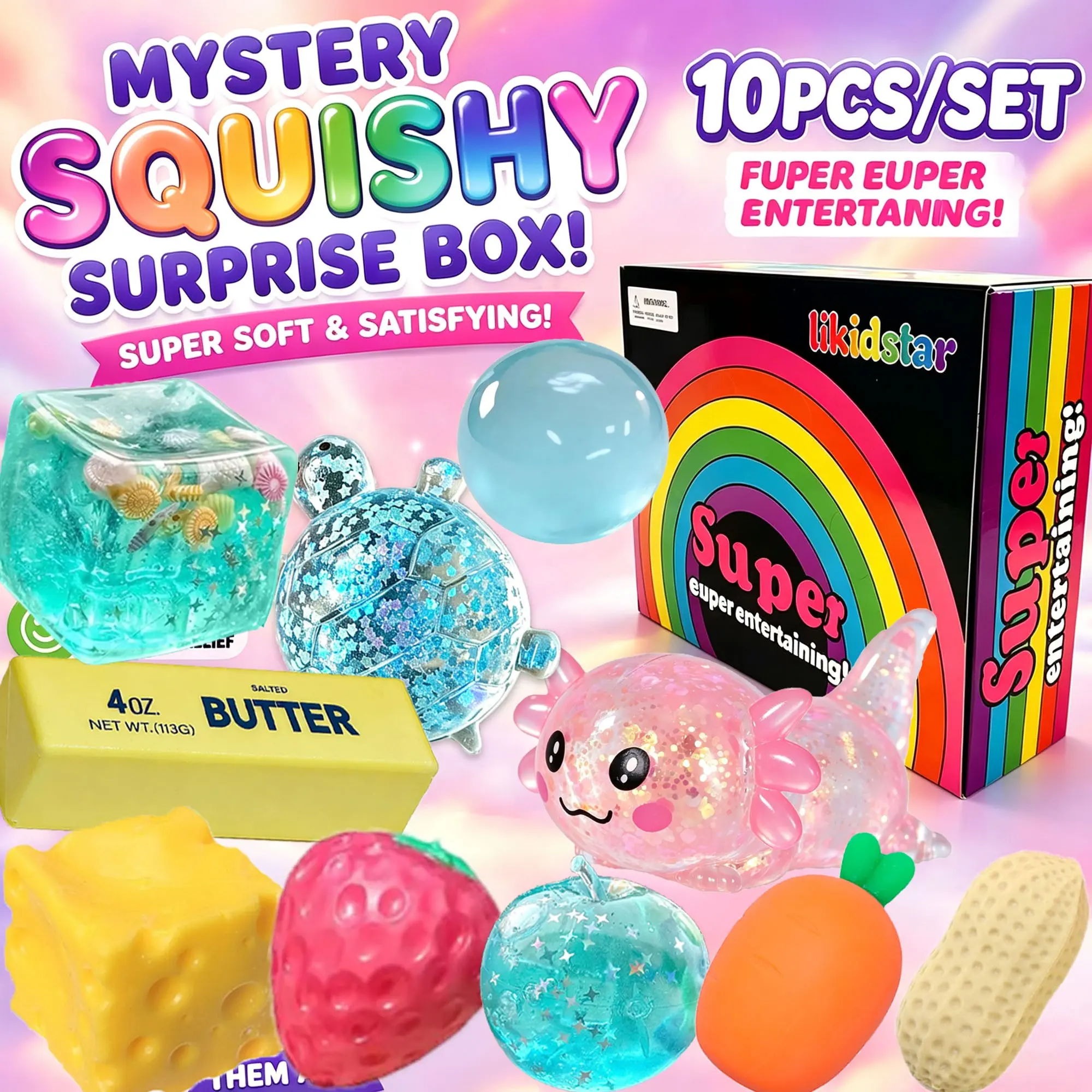10pcs Squishy Stress Relief Toy Set, Anxiety Relief, Soft Slow Rebound Toys, Fun Interactive Design, Office Desk Accessories, Gift Box, Halloween Gift