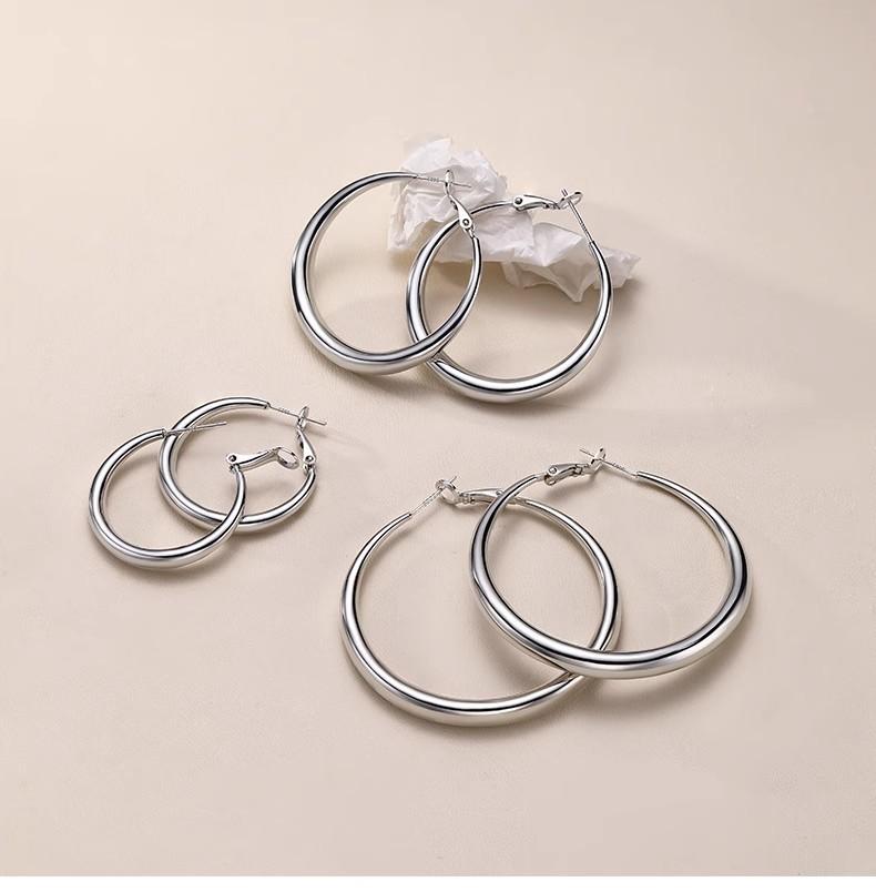 Large-circle plain ring earrings for women, high-end ear clips, ear studs, best-selling ear rings and earrings