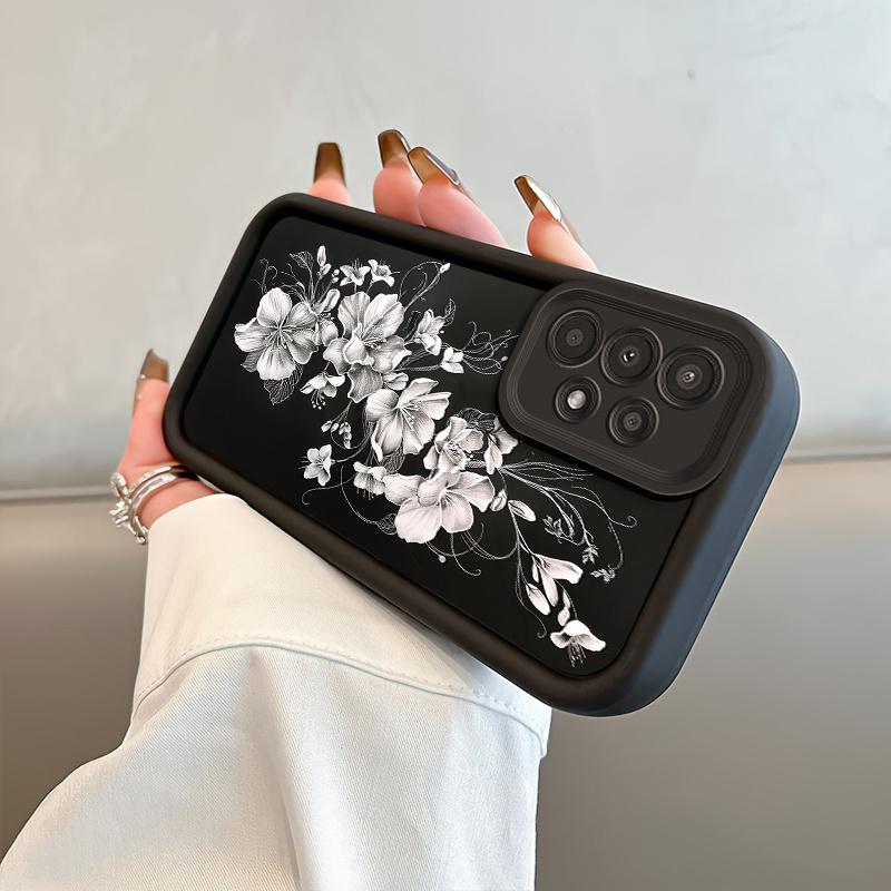 High-End White Floral Artistic Design Phone Case for Samsung Galaxy S26 S25 S24 S23 S22 S21 Fe Plus Ultra A13 A14 A15 A16 A17 A33 A34 A35 A36 A52 A53 A54 Note20, Shockproof, Durable, And Beautifully Stylish.