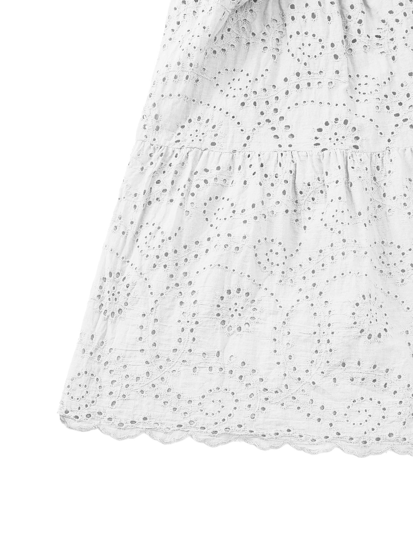 Plus Size Lightweight Plain Eyelet Embroidered Dress, Boho Bohemian Fashion Round Neck Short Sleeves Casual Dress for Daily Wear, Holidays and Vacations, Women's Plus Clothing for Summer, Womenswear