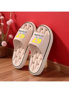 1 pair of digital "67" printed slippers, unisex non-slip EVA sandals - lightweight, quick-drying, comfortable, durable, all-season beach sandals, round-toe design, suitable for indoor/outdoor use, all-season sandals