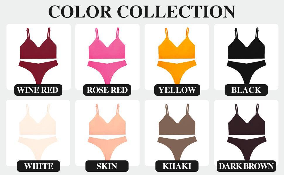 Bra and Panty Sets for Women Seamless Bralettes Lingerie Sexy Sets Comfortable Sports V Neck Bras Panty Thongs Sets
