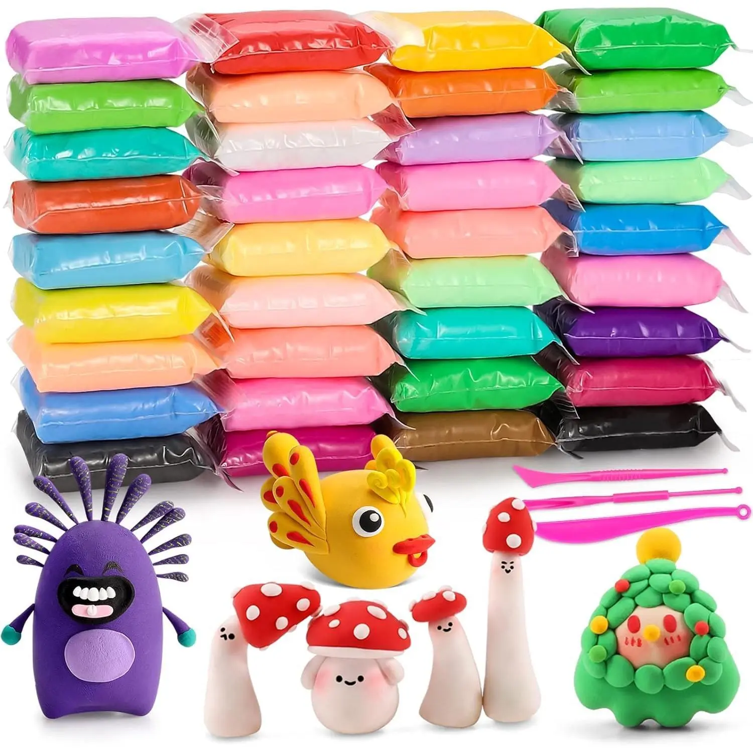 36-Color Ultra Light Air Dry Clay Kit with Craft Tools, Safe & Non-Toxic, Colorful for Kids’ Creativity, Crafting Fun & Sensory Activities, Ideal Gift