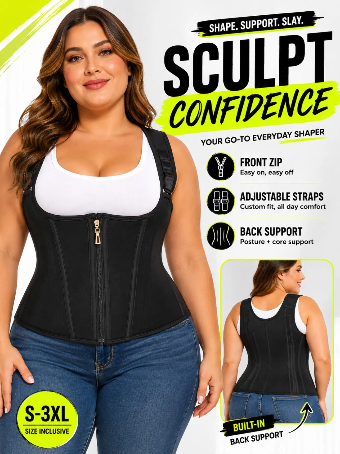 Women's Shapewear Waist Cincher Adjustable Straps, Tummy Control Lifting Corset, Comfortable Fit for Daily Wear, Perfect for All Body Types, Compression Body Shapewear
