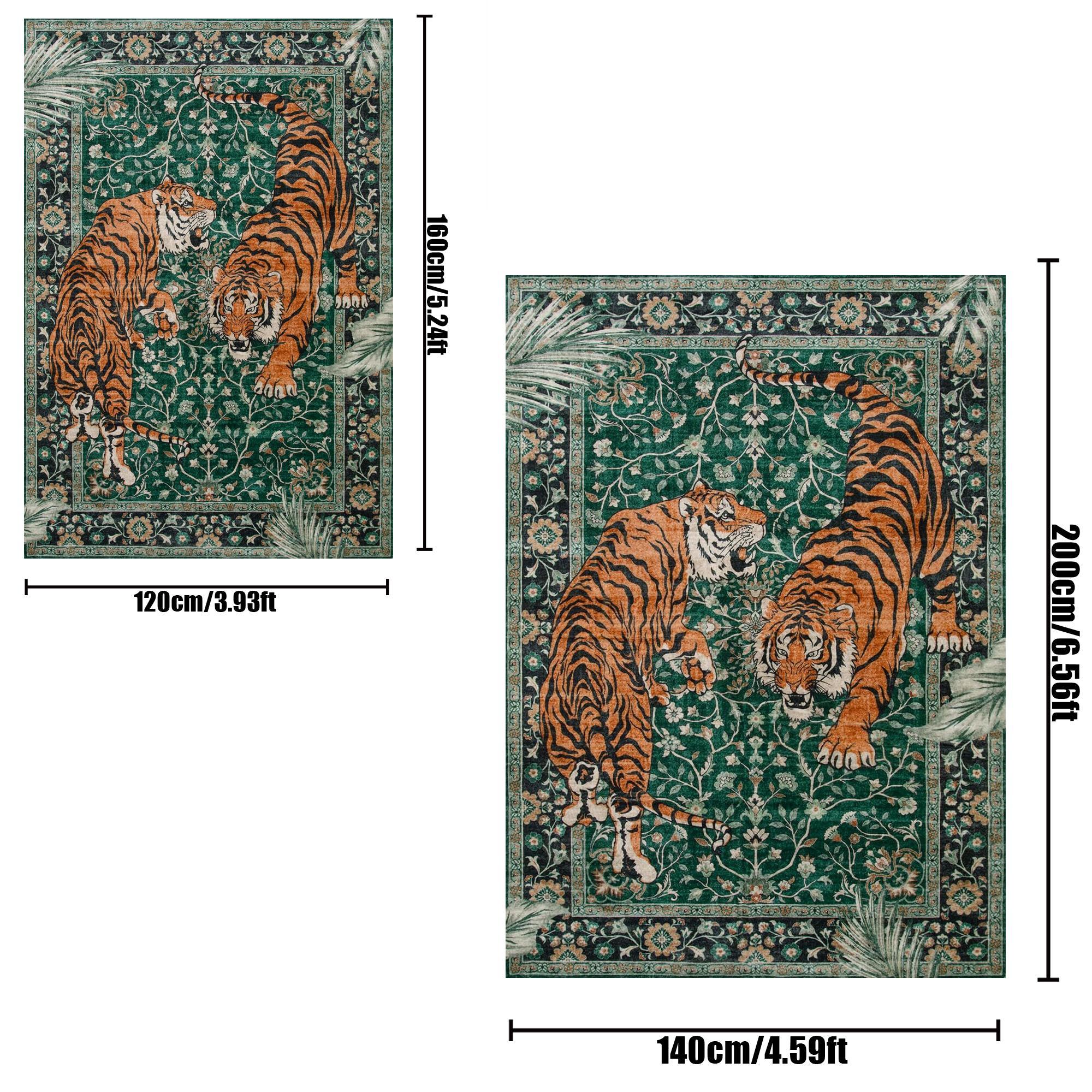 Tiger Pattern Area Rug, Animal Print Rug, 1 Count Non-slip Washable Floor Mat, Decorative Carpet for Home Living Room Bedroom Study Room Hotel #TOP PICKS