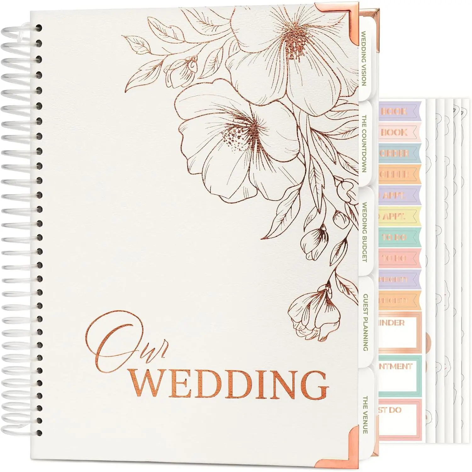 Wedding Planner Book and Organizer – Guided Wedding Planning Journal & Bridal Notebook with Tips & Checklists – Engagement Gifts for Bride or Engaged Couple (White,  Foil)