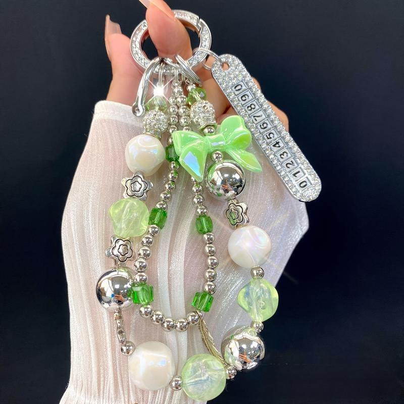 Luxury Rhinestone Butterfly Beaded Wristlet Phone Charm Strap – Versatile Accessory for Mobile Cases, Bags, Car Chains, and Keychains