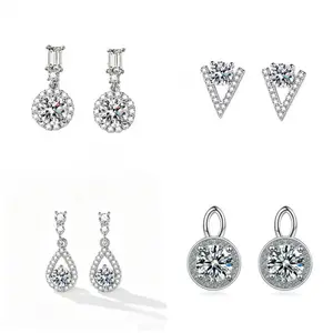 New women's geometric moissanite earrings four-piece set DDMS0034 moissanite earrings 14K gold-plated