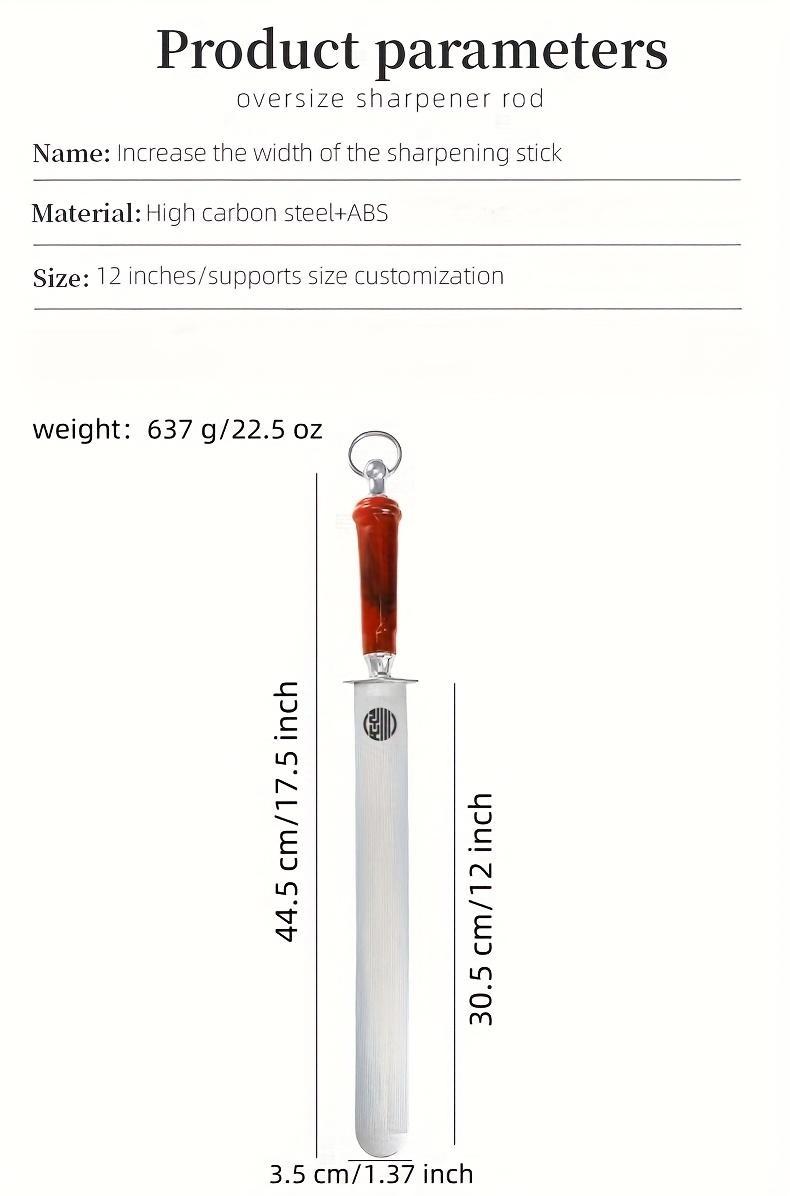 2025 New Design Oversize Flat Sharpener Steel Heavy-Duty Honing Rod, 12-Inch (35mm Wide), No Electricity Needed-Durable Metal Construction- for Home, Restaurant, Commercial Kitchens, Sharpening Tool, Ergonomic ABS Handle, Sturdy Construction