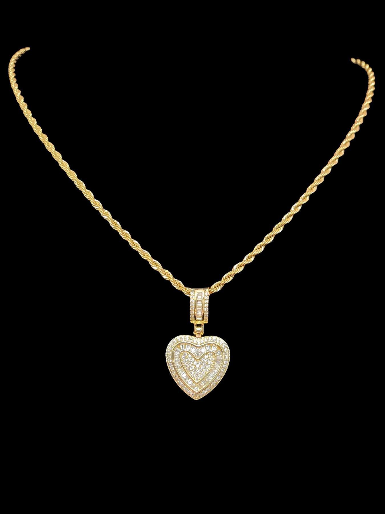 Heart Shaped Artificial Zircon Pendant Necklace for Women, Fashion Jewelry for Party, Daily Clothing Decor, Trendy All-match & Exquisite Jewelry for Birthday Gift, Love Heart Necklace