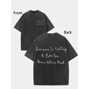 Men's Heavyweight 240g 100% Cotton Vintage Washed T-Shirt - Oversized Streetwear Tee with Distressed Short Sleeve, Loose Fit Round Neck Casual Shirt for Year-Round Wear (Machine Washable)