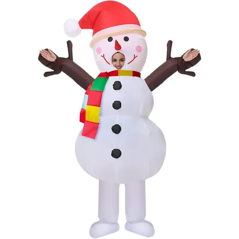 Inflatable Snowman Blow up Costume for Christmas Halloween Cosplay Party Xmas Decoration