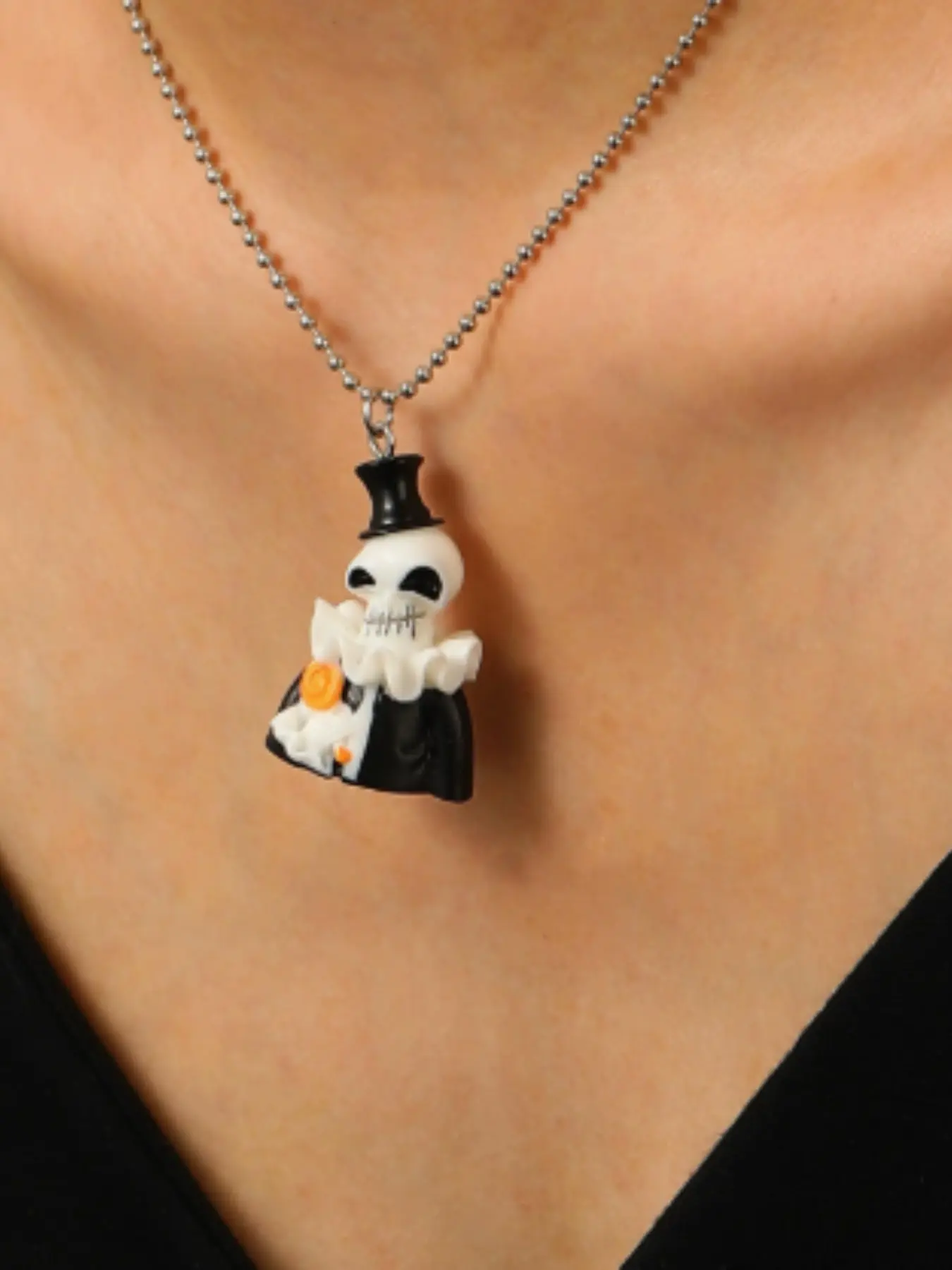 Halloween Cartoon Necklace, Fashion Simple Ghost Pumpkin Pendant Jewelry, Festive Accessory for Halloween Celebrations