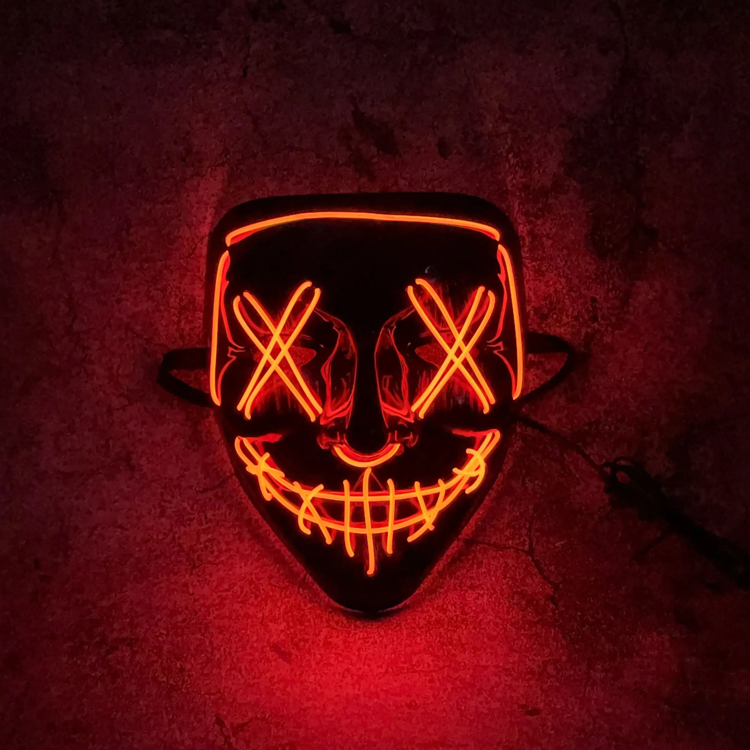 Halloween LED Mask, Cyberpunk Glowing Face Covering, Party Costume Accessory, Includes Launcher, No Batteries Included, Easy Installation