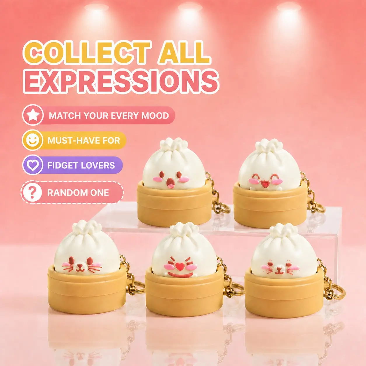 1 Pc Cute Cartoon Steam Basket Baozi Keychain, 3D PVC Fufu Expression Bag Charm, Hanging Ornament for Backpacks and Keys, Trendy Accessory
