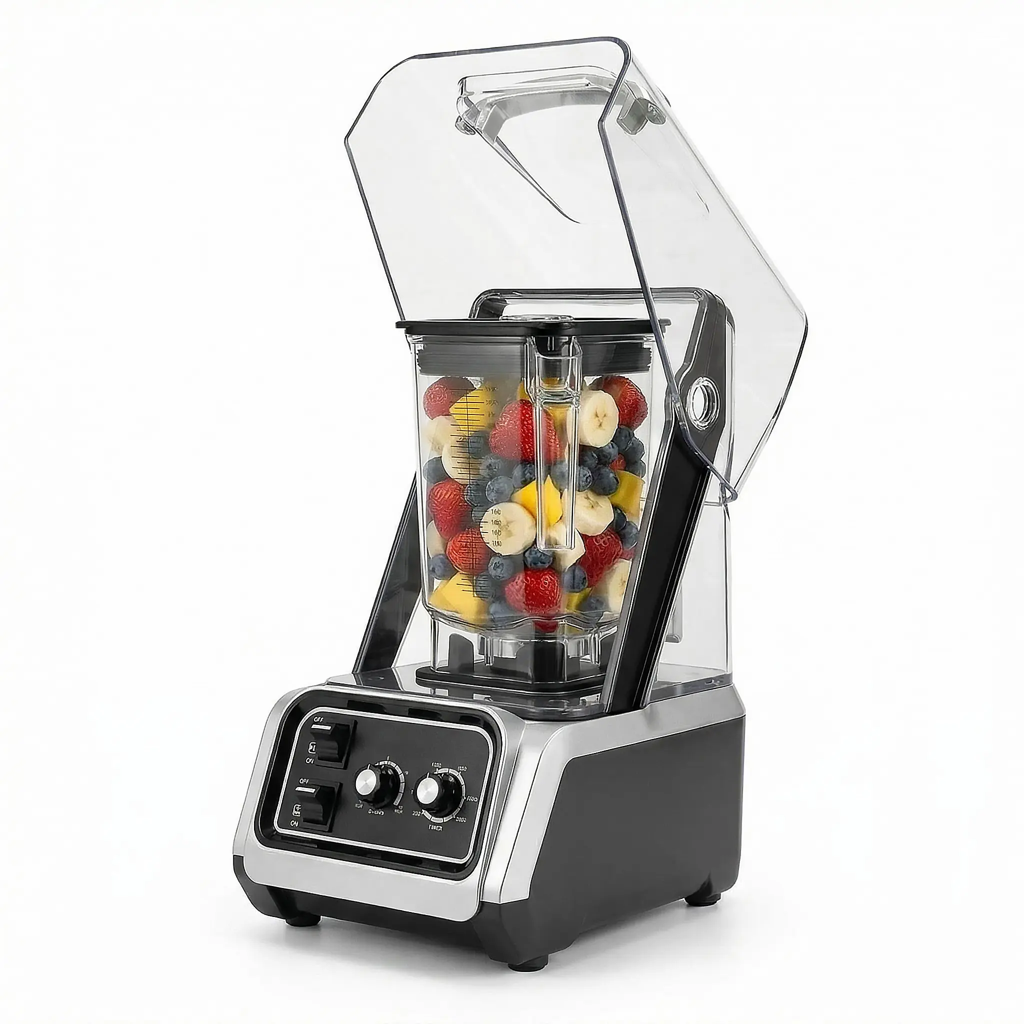Bleou Commercial Quiet Shield Blender, 2200W Professional Smoothie Blender with Timer & 15-Speed Control, 80oz/2.2L BPA-Free Pitcher for Cafes, Bars and Home Use