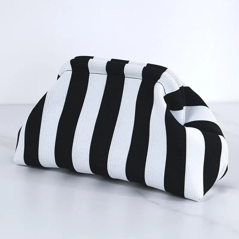 Women's Stripe Cloud Dumpling Bag Beach Design Clutch Purses for Women Casual Dumpling Striped Compact Purse Bags Crochet Handbag Urban Chic Cute Summer Purse