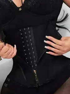 Women's Tight Fit Corset, Taming Girdle, Fajas, Compression Belly Control, Abdomen Compression Waist Cincher, Zipper & Hook Dual Closure, Reinforced Boning Waist Trainer, Ideal For Everyday Use, Special Events, Travel