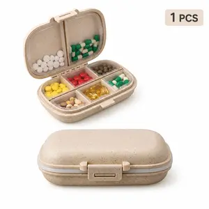 Portable 8-Compartment Pill Box, Travel Medicine Organizer with Lock, Daily Vitamin & Supplement Storage Case for Purse, Pocket, Bag,olive,lowes