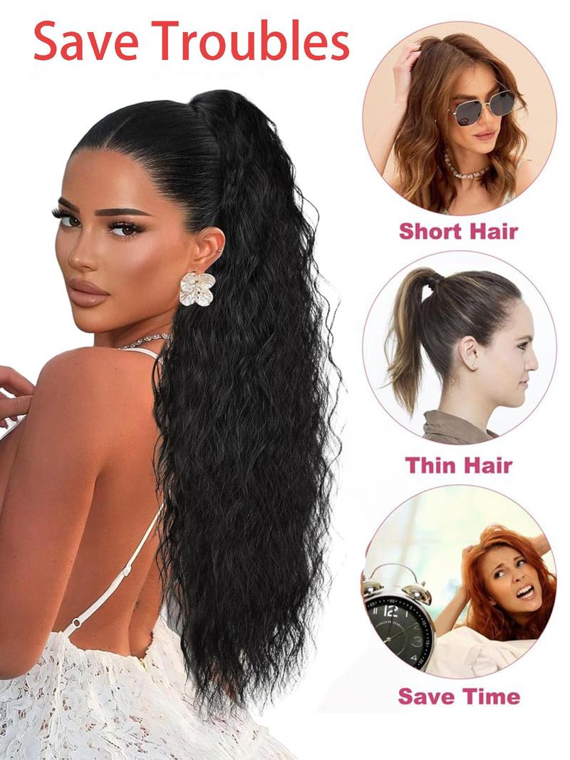 30 Inch Long Claw in Ponytail Extension, Natural Fluffy Loose Wavy Wave Synthetic Extensions, Synthetic Hairpiece for Daily & Party Use, Wavy Ponytailwig Hairstyle, Hair Weave Wig, Loose Wave Bundles