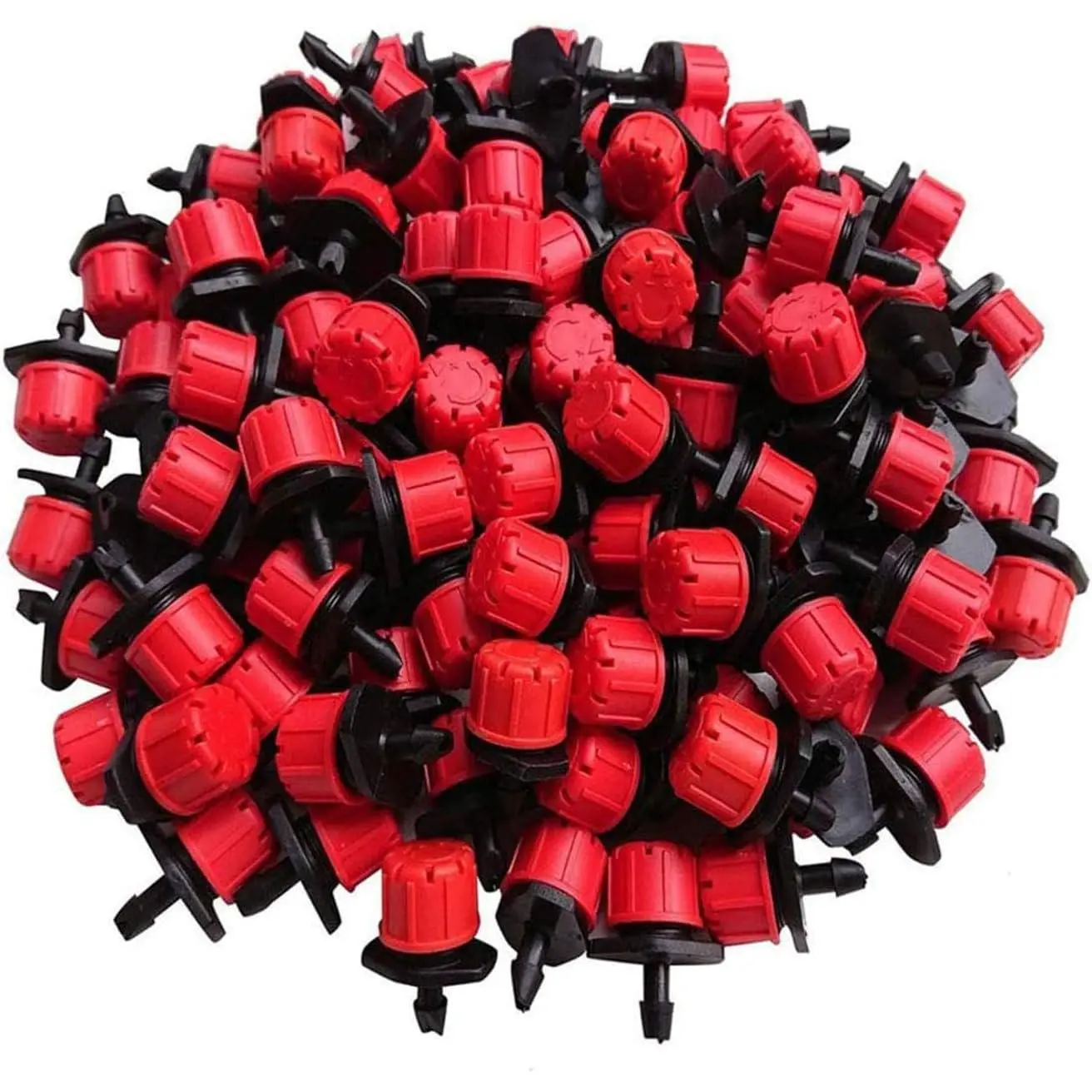 50 count Red Adjustable Irrigation Drippers, 1/4 inch Drip Emitters for Watering System, Automatic Irrigation Equipment
