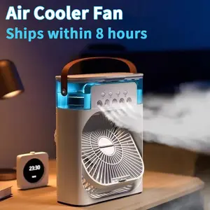 multifunctional fan  New 3 In 1 Fan AIr Conditioner Household Mini Air Cooler LED Night Light Portable Humidifier Air Adjustment Fan Office Home Fan