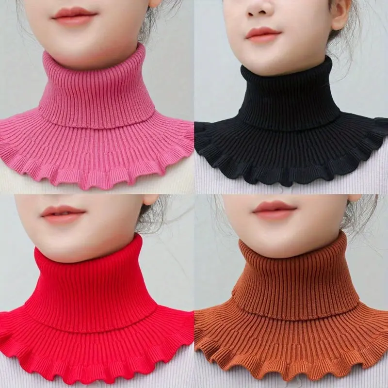Women's Fashionable Knit Collar, 100% Stretchable Warm High-Neck Scarf, Winter Imitation Collar Scarf, Breathable High-Neck Thermal Scarf, Suitable for Daily Wear in Cold Weather, Stylish Multifunctional Warmth, Winter Women's Imitation Collar Neck Warmer