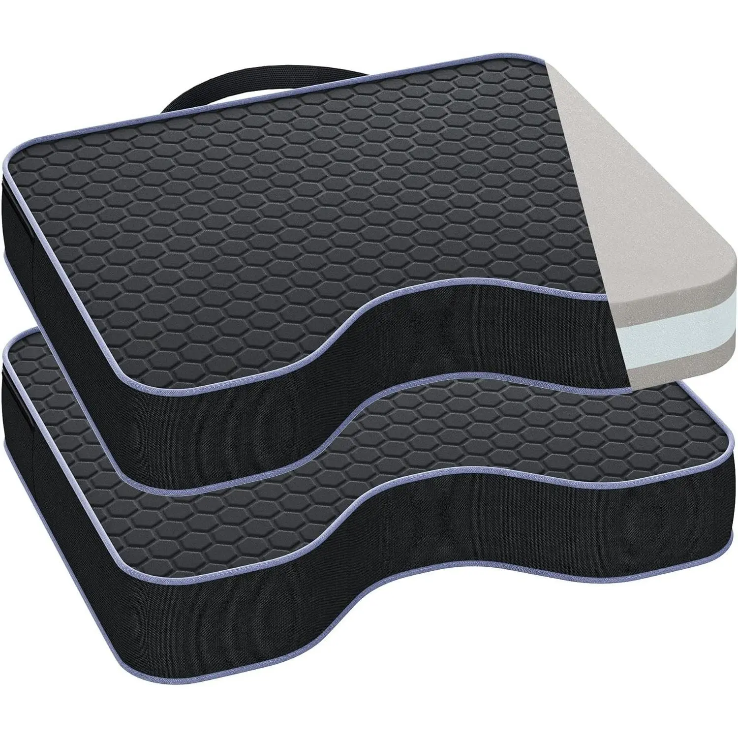 2 Pack Extra Thick Stadium Bleacher Seat Cushions - 3.15" Portable Waterproof Outdoor Chair Pads with Memory Foam & Massage Dots for Sporting Events, Travel, CampingGift