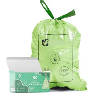 Heavy Duty  Trash Bag Code M (50 Count)with D2W Technology, Custom Fit Trash Bag compatible with  Code M trash bins, 45L / 12 Gallons 1.2 MIL / 30 Micron
