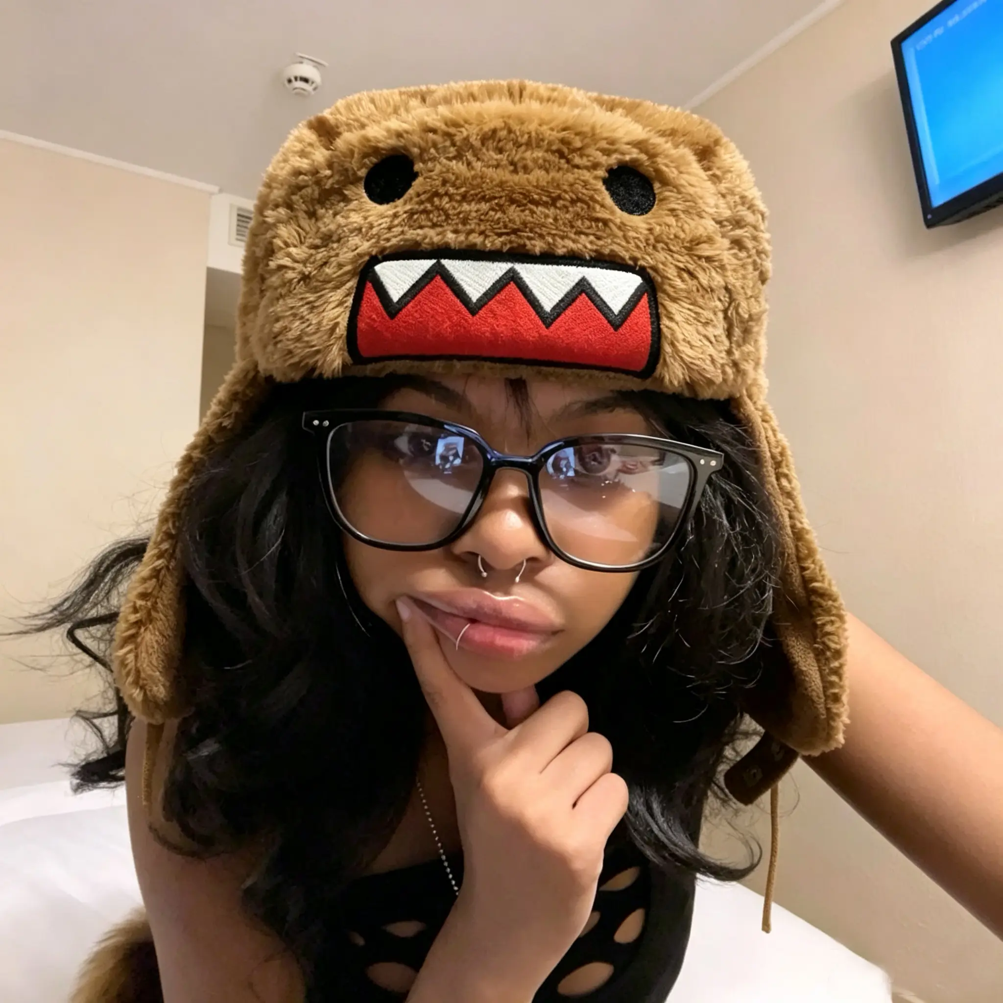 Fuzzy Plush Monster Trapper Hat Winter Warm Ear Flap Hat Y2K Street Style Windproof Cold Weather Ski Hat for Men Women