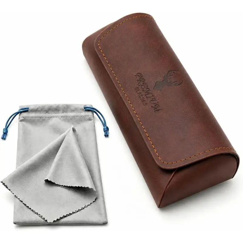 Glasses Case,3-in-1 Sunglasses Case & Eyeglass Case with Cleaning Cloth & Storage Pouch