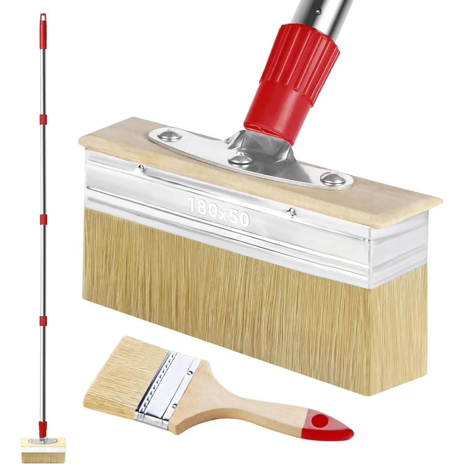 60" Long Handle 7" Deck Stain Brush Applicator with 3" Paint Brush for Woodstains, Oils, Decking Stains, Deck Coatings, Fence Wall Furniture Paints
