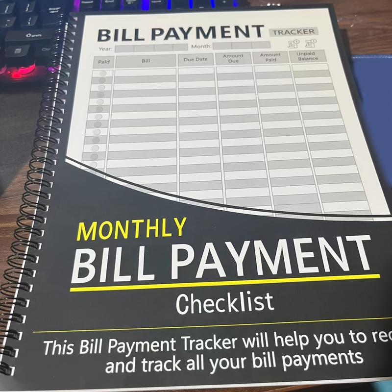 Monthly Bill Payment Tracker, 1 Count Spiral Bound Monthly Bill Payment Checklist, Bill Organizer, Finance Checklist Organizer, Accounting Supplies for Home Office