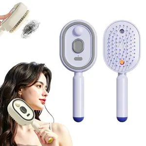 Electric Spray Air Cushion Massage Comb, 3-in-1 Electric Mist Spray Hair Brush, Self-Cleaning Anti-Tangle, Anti-Static for Frizzy Hair & Scalp Care