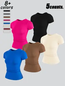 Flash-Yoga High Stretch Seamless Women's Sporty Fitted T-Shirt, Ideal for Gym Yoga, Outdoor Cycling, Running, Casual Wear, Athletic T Shirt