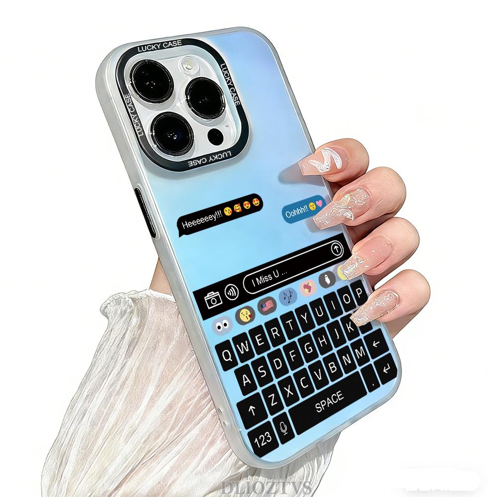 Couple on SMS Interface Pattern Color-Changing Mobile Phone Case for iPhone 17 Pro Max 17Air 16 Plus 15 14 13 12 11 Shockproof Protective Case Color Changes with Angle