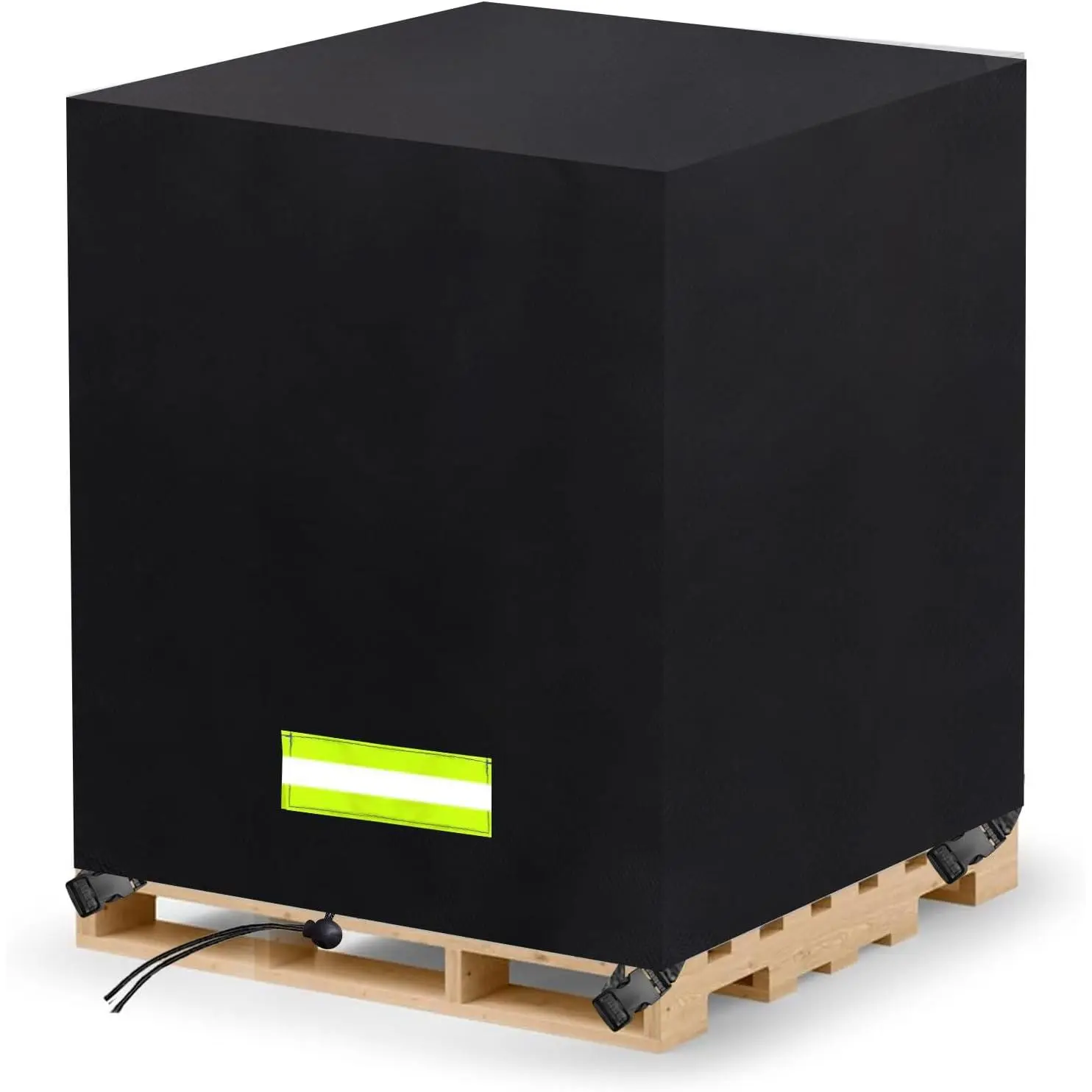 Heavy Duty Waterproof Pallet Cover Tarp - 48x42x48 inch Outdoor Bulk Box Cover, Custom Black Fits Wood Patio Furniture