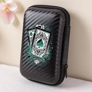 1 piece of poker art coat of arms pattern printed storage box with mesh pocket and compact design - cable/headphone/charger/card/accessory storage box, suitable for office, travel, enthusiasts - durable and portable accessory organizer
