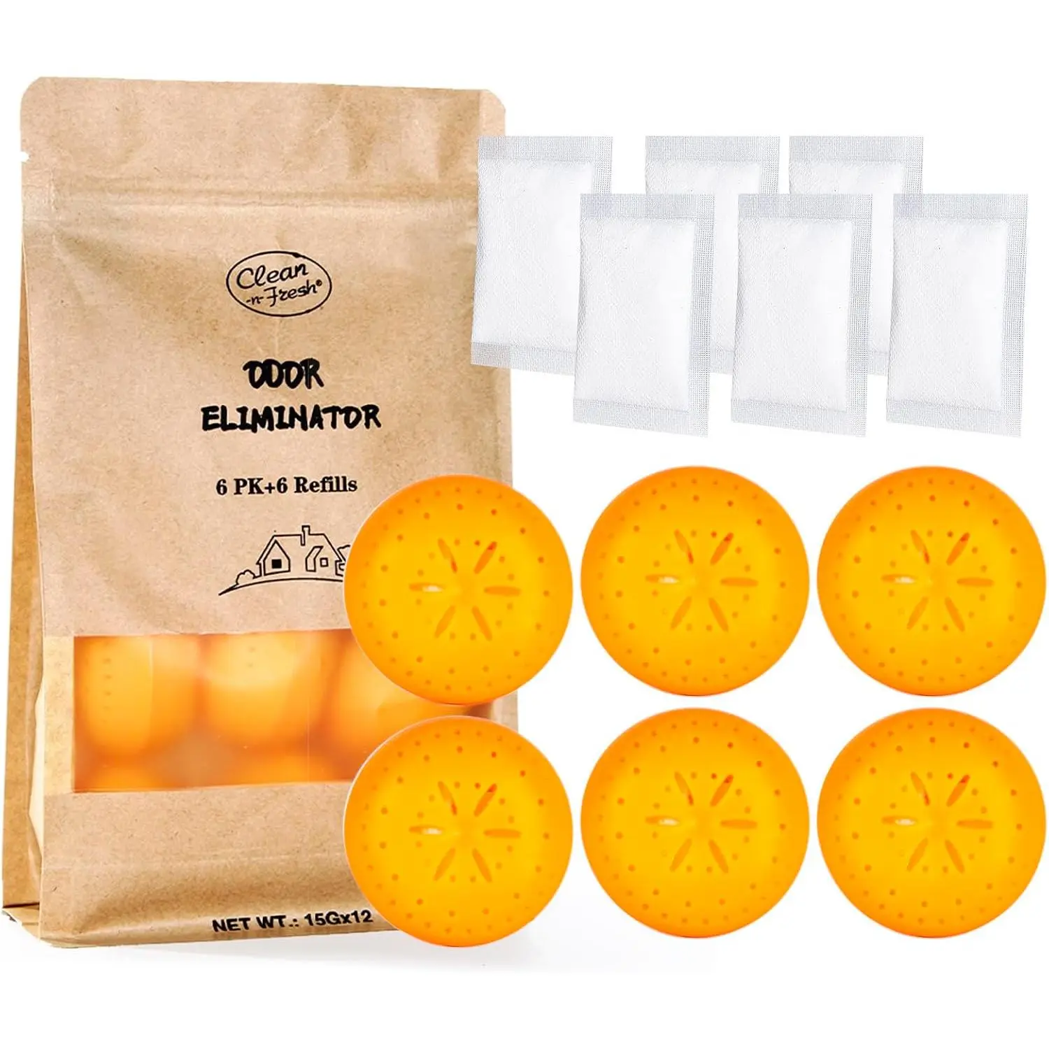 12 Pack Baking Soda Deodorizers, 6 Deodorizer Balls + 6 Refills, Odor Eliminator for Shoes Closets Bathroom Pets, Air Freshener for Home, Up to 240 DaysGift.