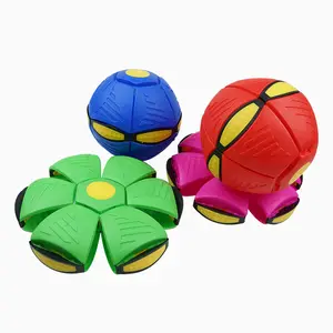 3 Lights Glow Stomp UFO Magic Flying Saucer Ball, Pop Up Transform Elastic Bounce Disc Toy, Outdoor Lawn Beach Interactive Game, Dual Use Play Toy for Kids Boys Girls & Dogs, Birthday Holiday Gift