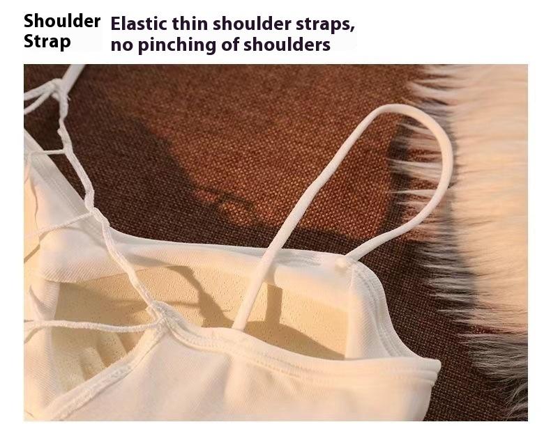 White Camisole Vest for Women Summer Inner Wear with Chest Pad Spider Web Beautiful Back Bra Integrated Sweet Spicy Girl TubeWomenswear Tops Workout Tops Spaghetti Strap Basic Workout Sets Women Sports Bra Casual Minimalist Short Sleeveless