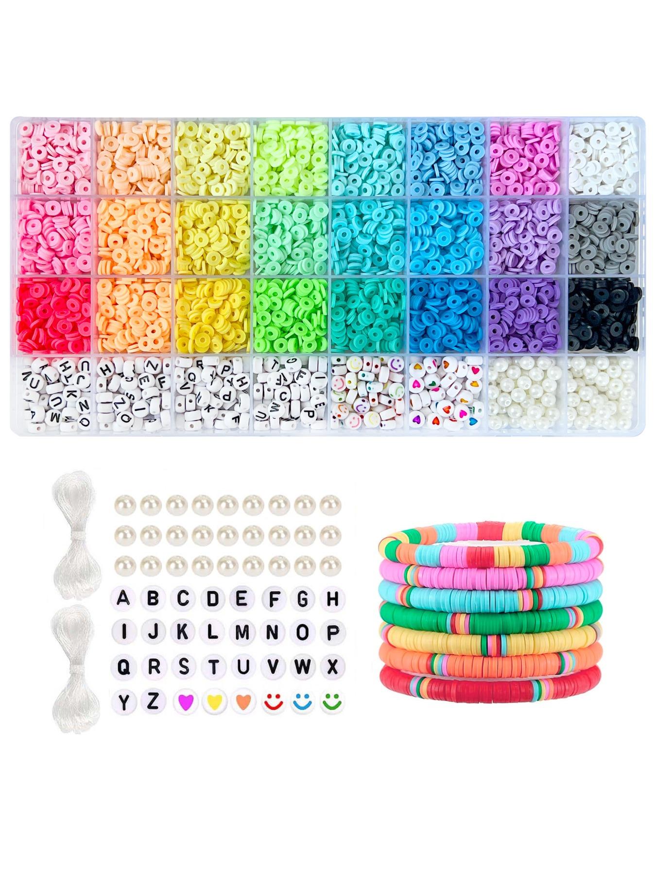 Random Color Clay Beads Bracelet Making Kit, Valentine's Day Gift, Cute Colorful Beads & Letter Beads & Heart Beads & Elastic Thread, Diy Jewelry Making for Bracelet & Necklace