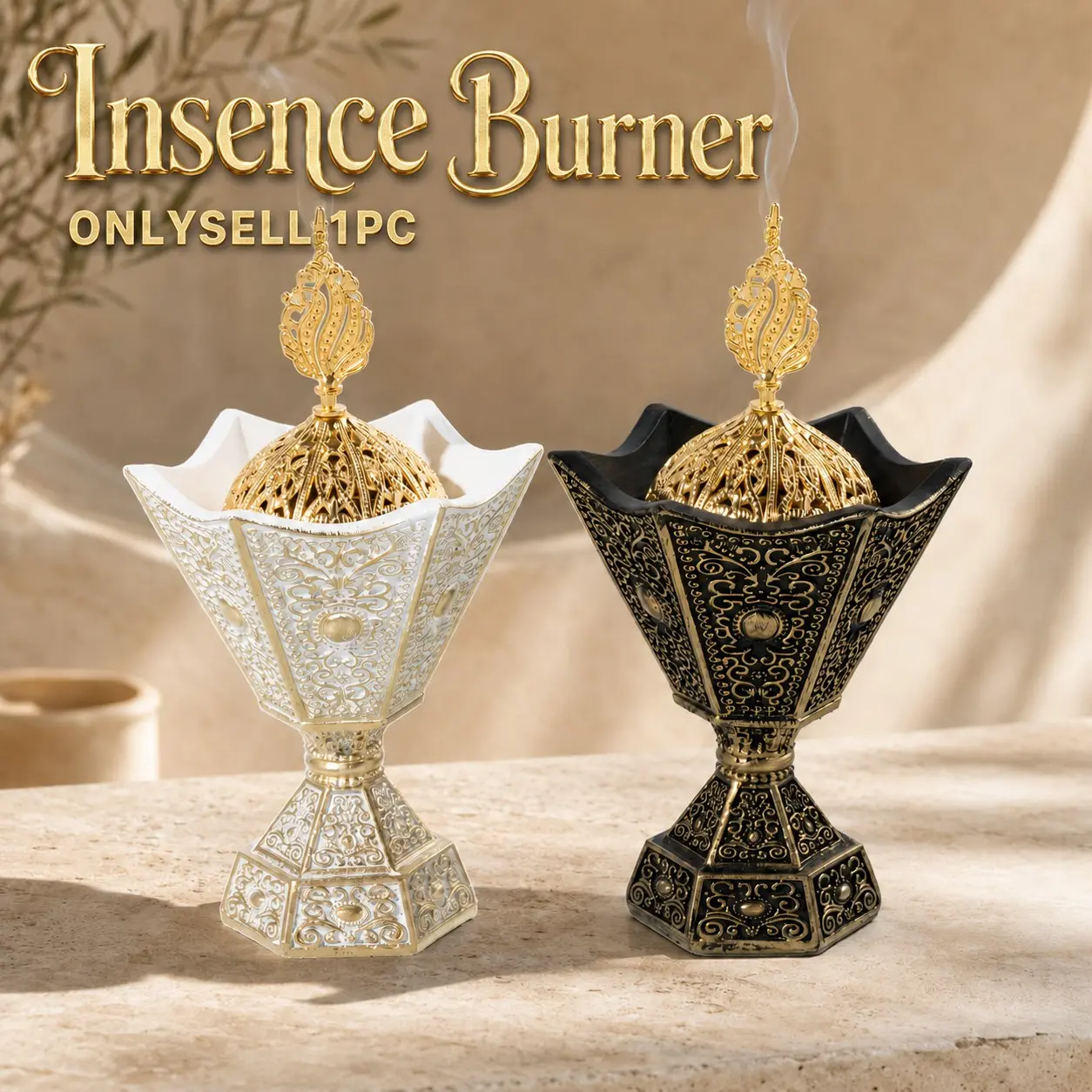 Exotic Hexagonal Container Desktop Decor, Bukhoor Incense Burner Gift Box, Home Decoration Fragrance Ornament, Festival Gift
