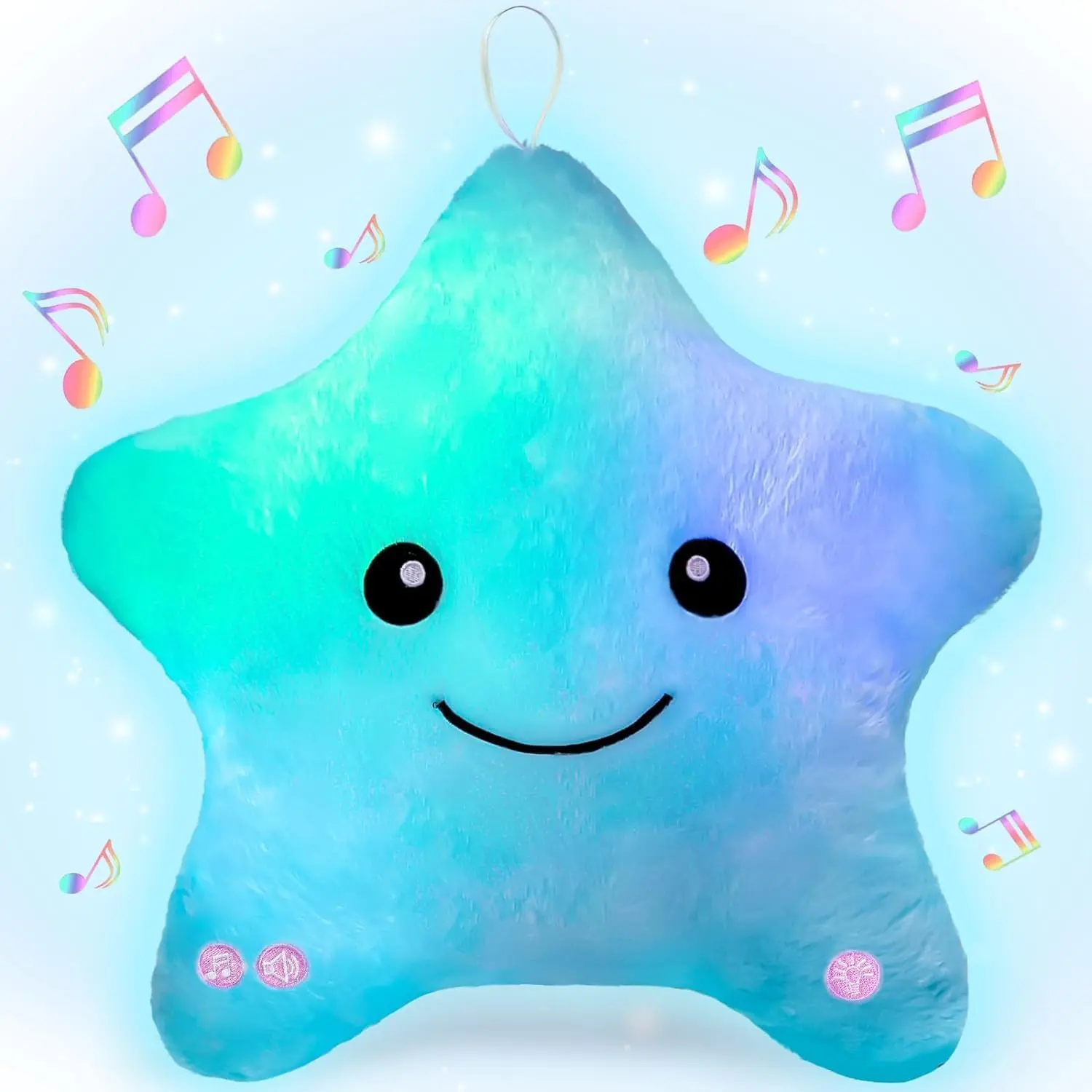Sensory Toys for Kids with Autism,14" Soft Toddler Pillow With Light &Music,Plush Star Night Light,Light Up Adhd Autism Sensory Products,Birthday Xmas Easter Gifts for Boys 3 4 5 6 7 8 9 10 Bluefidget toys