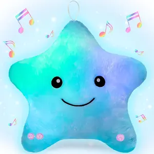 Sensory Toys for Kids with Autism,14" Soft Toddler Pillow With Light &Music,Plush Star Night Light,Light Up Adhd Autism Sensory Products,Birthday Xmas Easter Gifts for Boys 3 4 5 6 7 8 9 10 Bluefidget toys