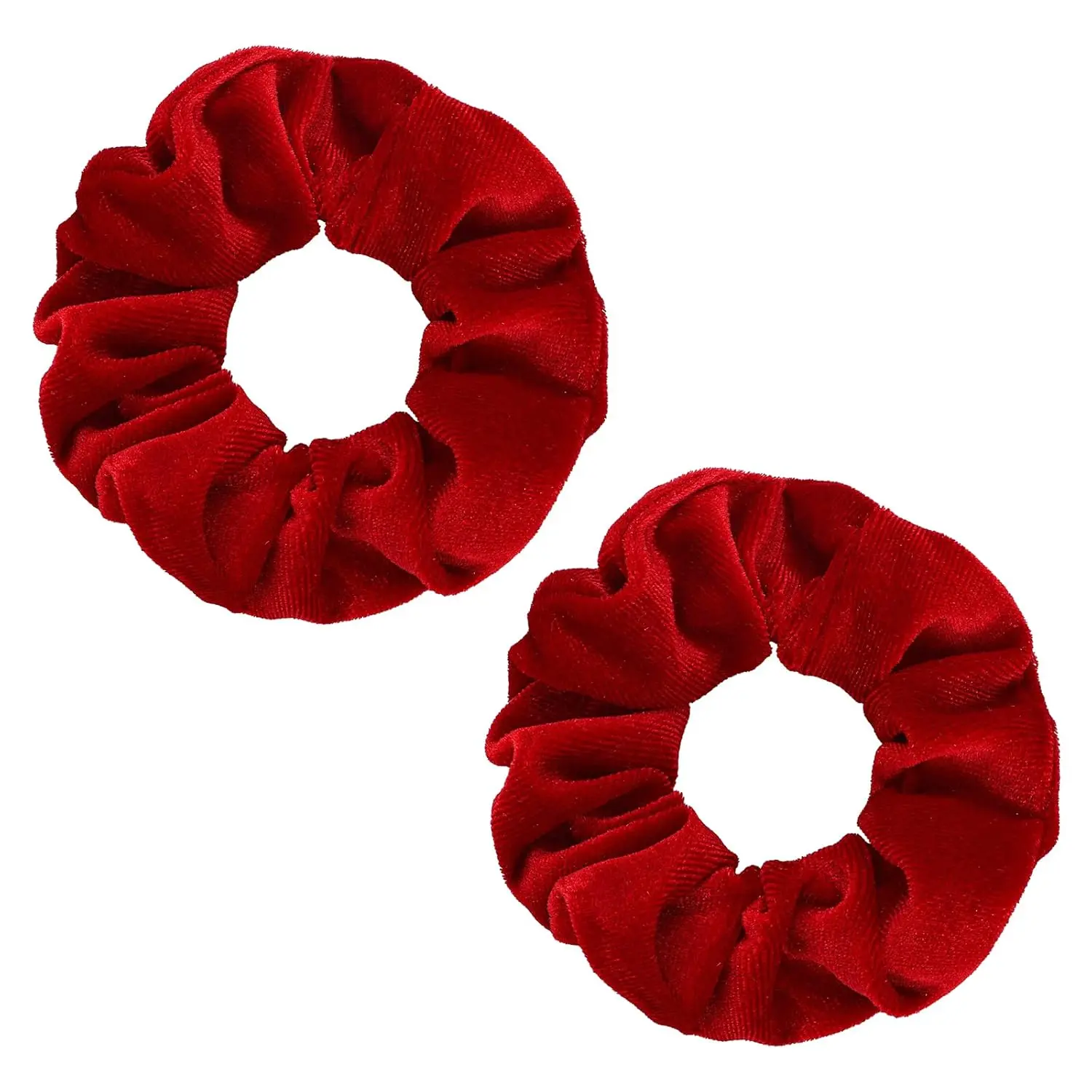 2 count Red  Hair Scrunchies Large Size Hair Bands Cute Rope Elastic Ties for Girls Women Valentine's Day Gifts Wristband Ponytail Holders Christmas Hair Accessories (Red)
