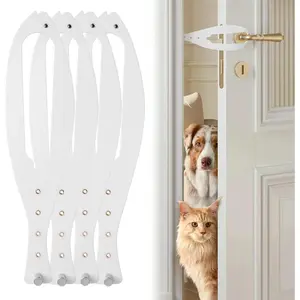 Cat Door Latch, 4 Pcs Cat Door Stopper Pet Door Latch to Keep Dog Out of Litter Box and Food, Door Prop for Cat with 5 Adjustable Size Strap 2.5-6" Wide, No Measuring, Easy to Install
