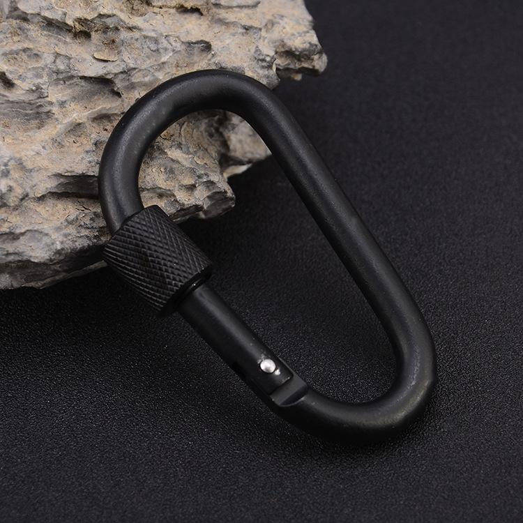 Outdoor Climbing Carabiner Hook Quick-Release D-Type Lockable Aluminum Alloy Extra Strong Durable Nut Keychain Backpack Water Bottle Clip 20 Load Capacity 80mm Length